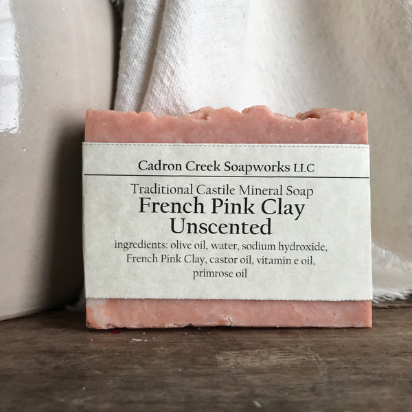 French Pink Clay Unscented Castile Handmade Soap