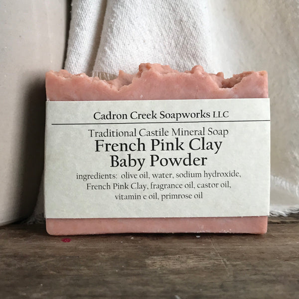 French Pink Clay Baby Powder Castile Handmade Soap
