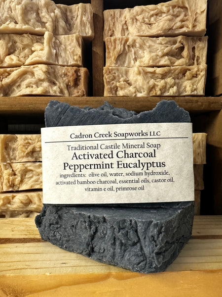 Traditional Castile Charcoal Eucalyptus Peppermint  Handmade Soap