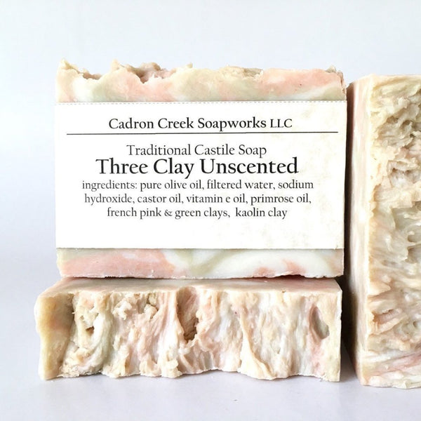 Three Clay Unscented Handmade Soap