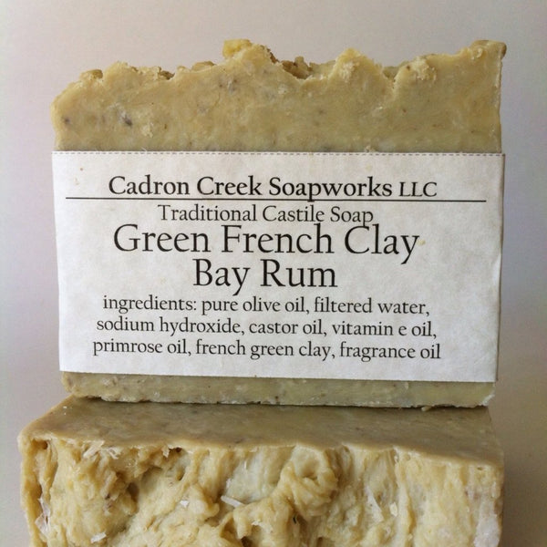French Green Clay Bay Rum Castile Handmade Soap