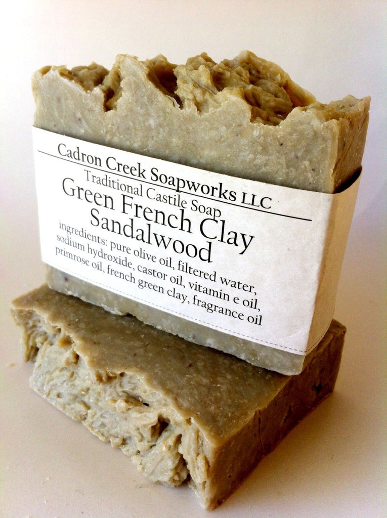 French Green Clay Sandalwood Castile Handmade Soap
