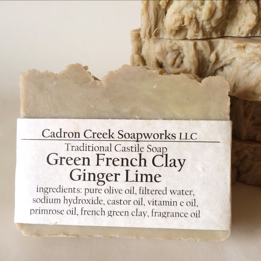 French Green Clay Ginger Lime Castile Handmade Soap