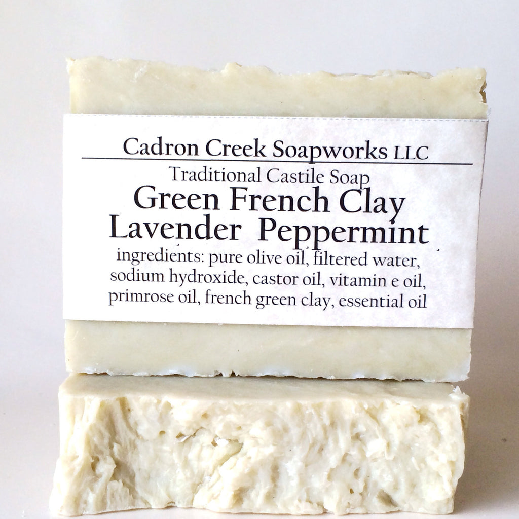 French Green Clay Lavender Peppermint Castile Handmade Soap