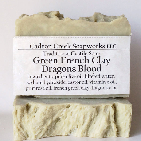 French Green Clay Dragons Blood Castile Handmade Soap