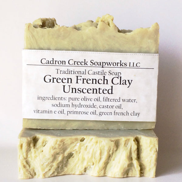 French Green Clay Unscented Castile Handmade Soap