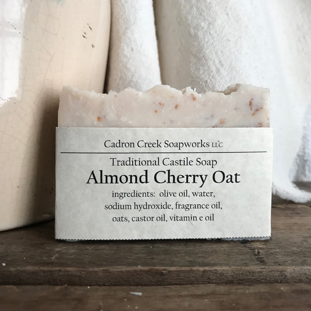 Traditional Castile Almond Cherry Oat Handmade Soap
