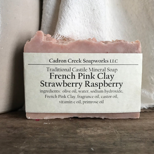 French Pink Clay Strawberry Raspberry Castile Handmade Soap