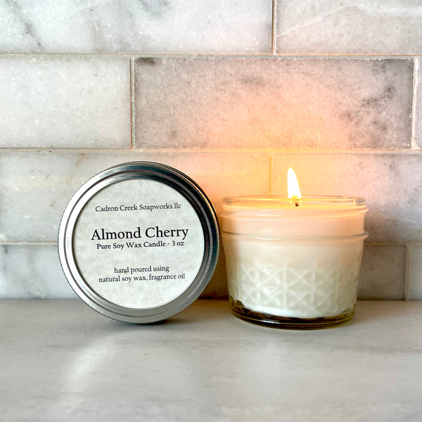 Soy Wax Candles - 3oz - Almond Cherry - Scented With Fragrance Oils