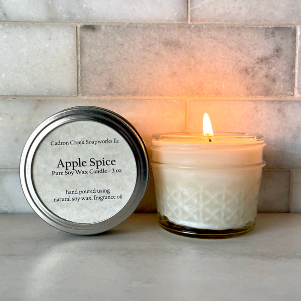 Soy Wax  Candles - 3oz - Apple Spice - Scented With Fragrance Oils