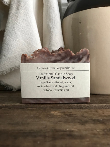 Traditional Castile Vanilla Sandalwood Oat Handmade Soap