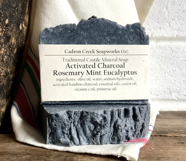 Charcoal Rosemary Mint Eucalyptus Castile Handmade Soap