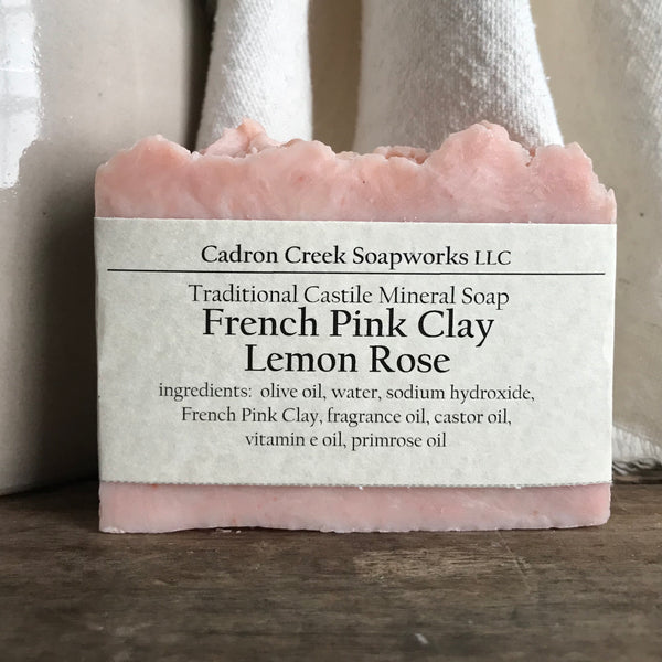 French Pink Clay Lemon Rose Castile Handmade Soap