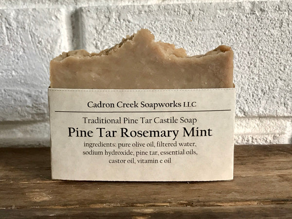 Pine Tar Rosemary Mint Castile Handmade Soap