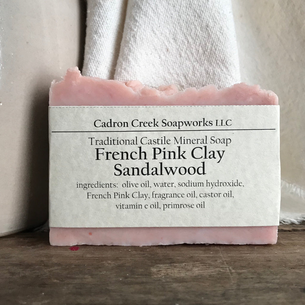 French Pink Clay Sandalwood Castile Handmade Soap